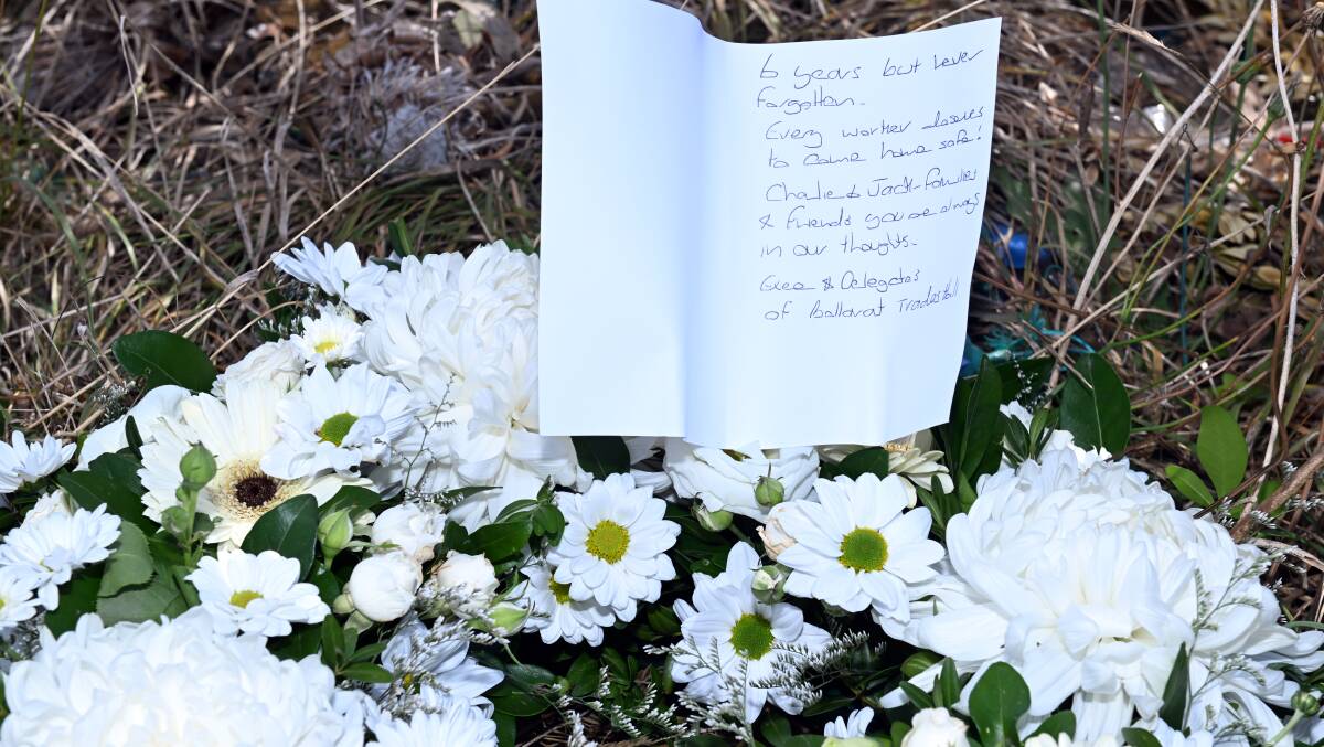 A card left at the memorial in Winter Valley. Picture by Kate Healy
