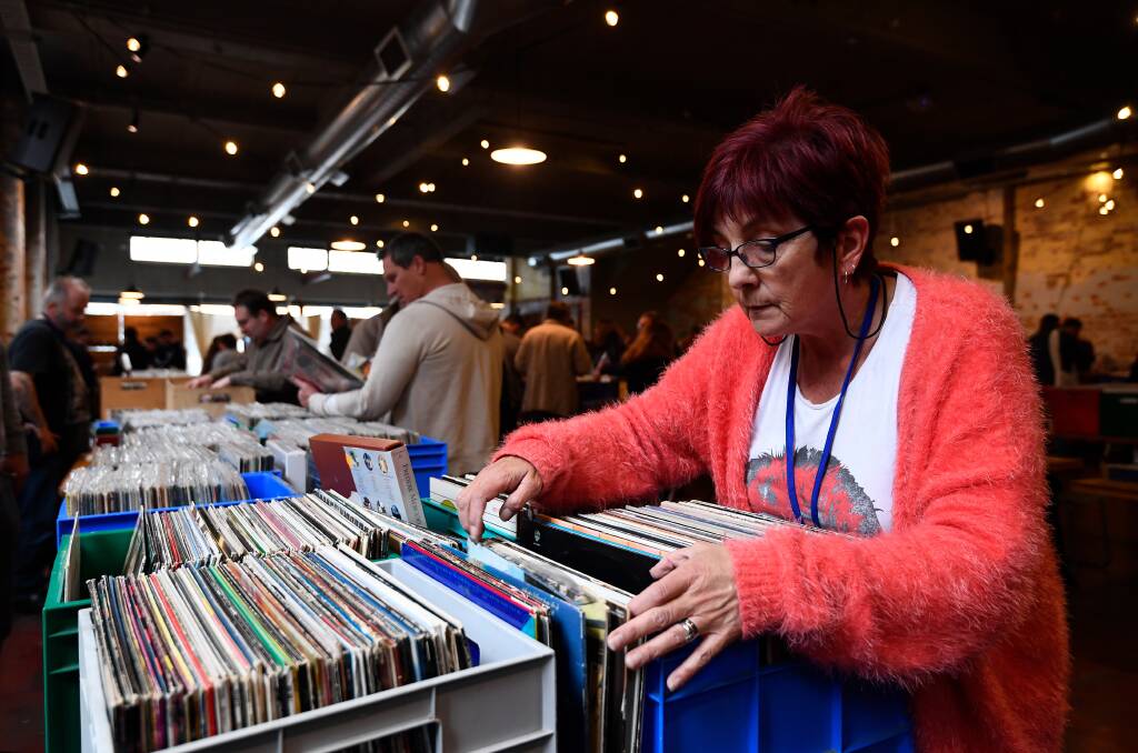 Michelle Murphy gets digging through the crates.