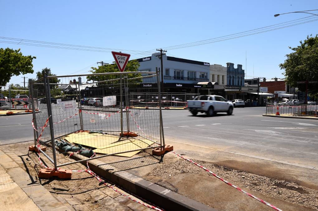 New traffic lights and intersection treatments are being built along Sturt Street between Pleasant Street and Lyons Street. Picture: Adam Trafford