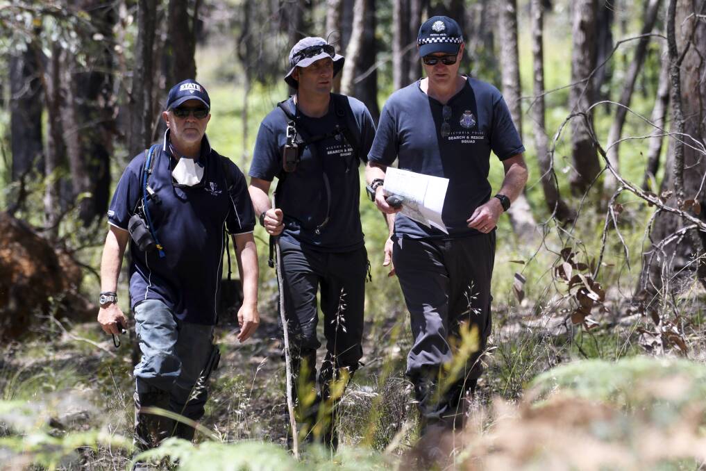 Search: Detectives in the area last week. Picture: Lachlan Bence