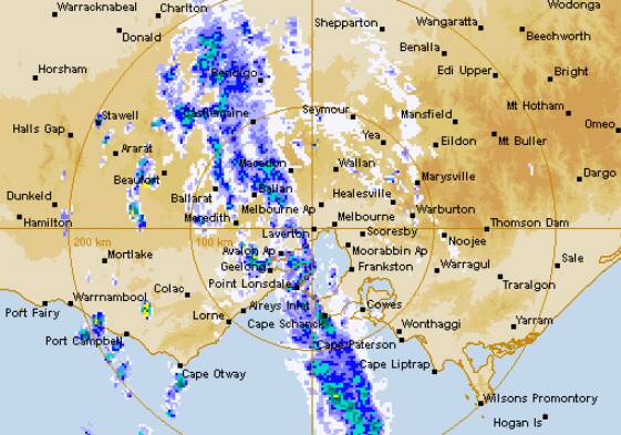 The Bureau of Meteorology rain radar at 8.35am on Wednesday.