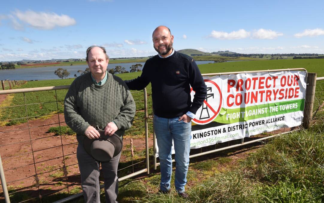 Look out: Energy Infrastructure Commissioner Andrew Dyer meets Blampied farmer Jan Alles. Pictures: Jeremy Bannister