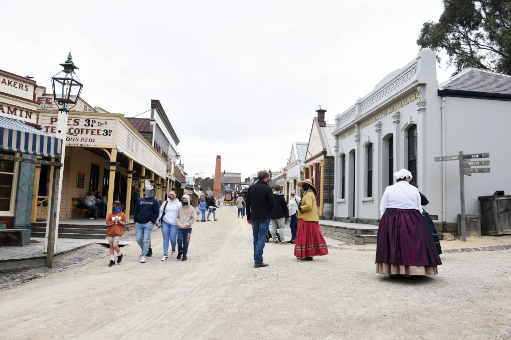 Sovereign Hill opened its gates for the first time on Saturday morning. Picture: Kate Healy