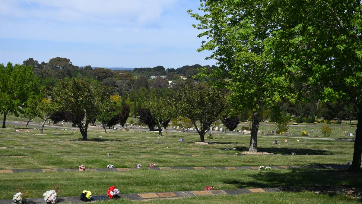 The lawn cemetery area.