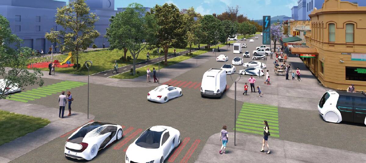 Glimpse of the future: A vision of Sturt Street. Picture: Infrastructure Victoria, Advice on Automated and Zero Emissions Vehicles Infrastructure/Ballarat Integrated Transport Plan