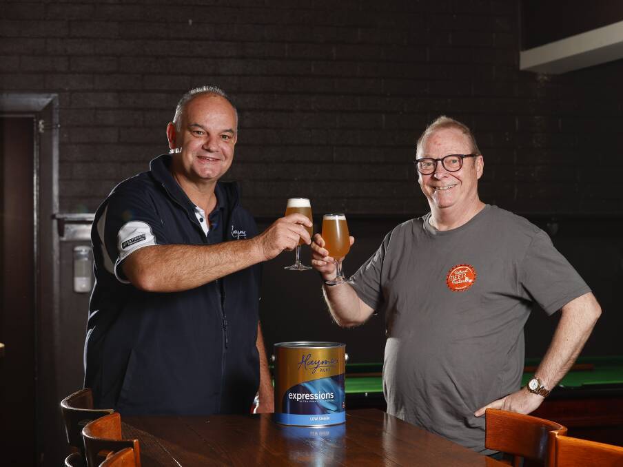 Cheers: Haymes Paints' Matt Haymes with Ballarat Beer Festival director Rick Dexter. Picture: Luke Hemer