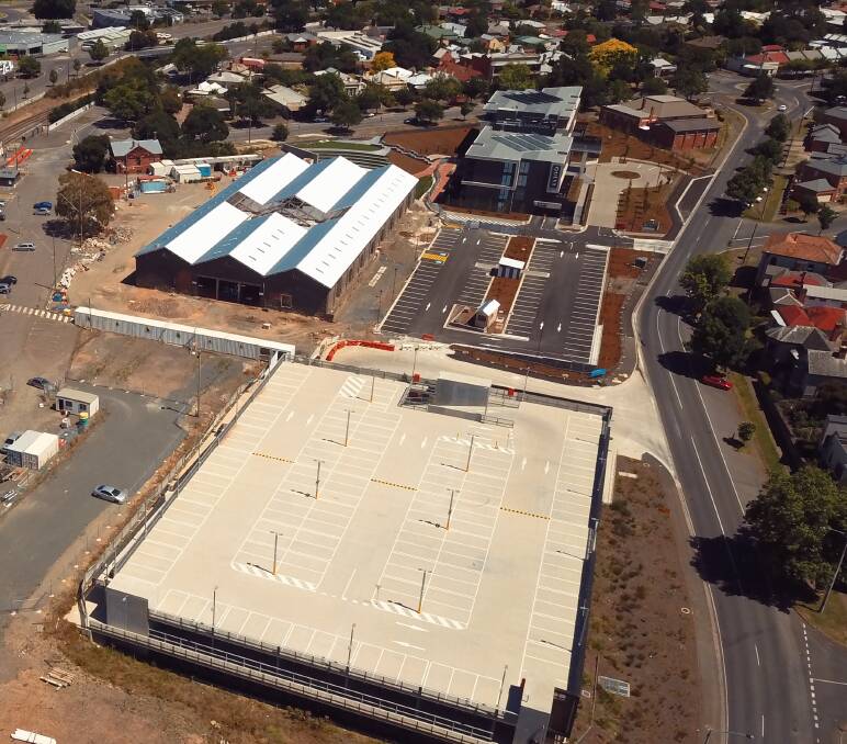 Concern: The multi-level car park was built as part of the station precinct upgrade - Nolan Street is to the right. Picture: Tony Ford GeoCon