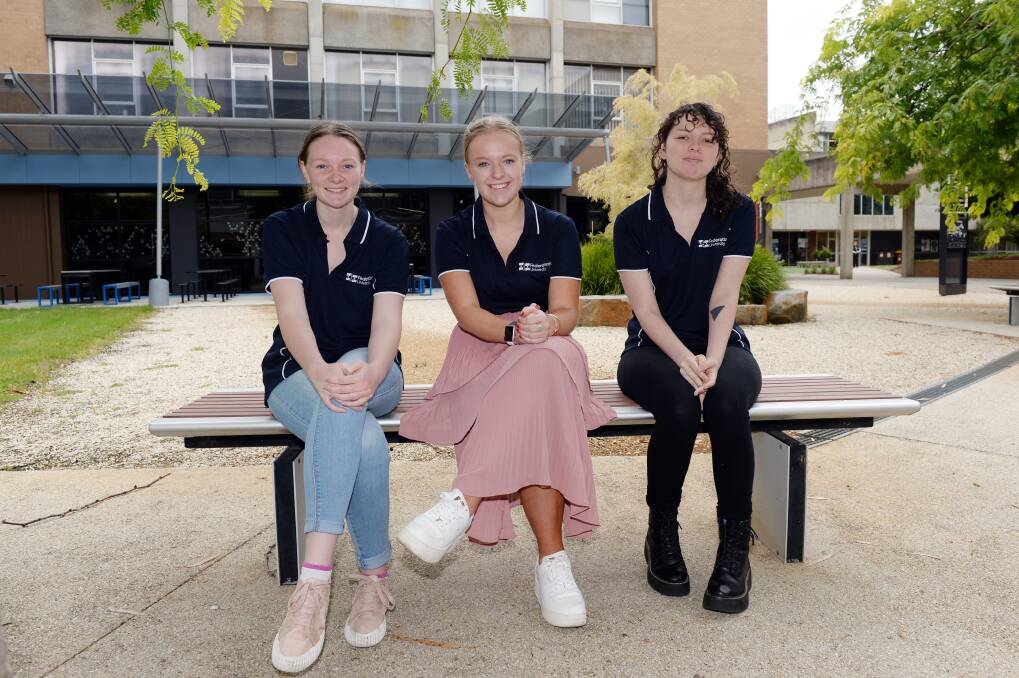 First look: Lillian Jones, Heidi Giles and Jessica Van Nus accepted offers at Federation University. Picture: Kate Healy