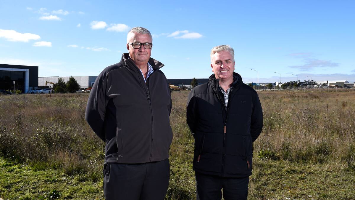 George Weston Foods chief executive Stuart Grainger and project director Steve Kennedy at the BWEZ site. Picture: Adam Trafford