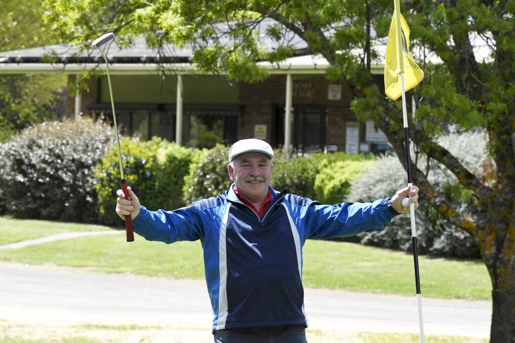 Fresh air: Taylors Lakes resident John Williams couldn't wait to get back on the course at the Trentham Golf Club. Picture: Lachlan Bence