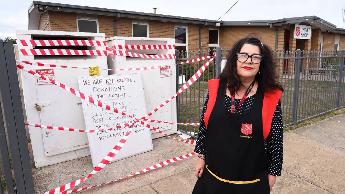 Please, no more donations: Wendouree Salvation Army op-shop manager Janet Reynolds at the closed store. Picture: Adam Trafford