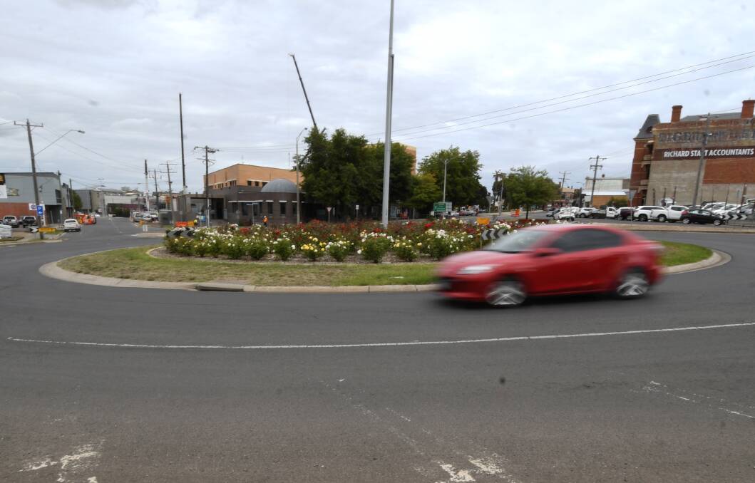 What next: The Creswick Road roundabout, with GovHub cranes in the background. Picture: Lachlan Bence