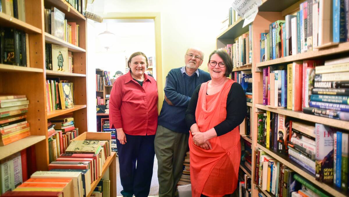 Cathy Maguire, Ross Gillard, and Sharon Davis at the bookshop. Picture: Brendan McCarthy