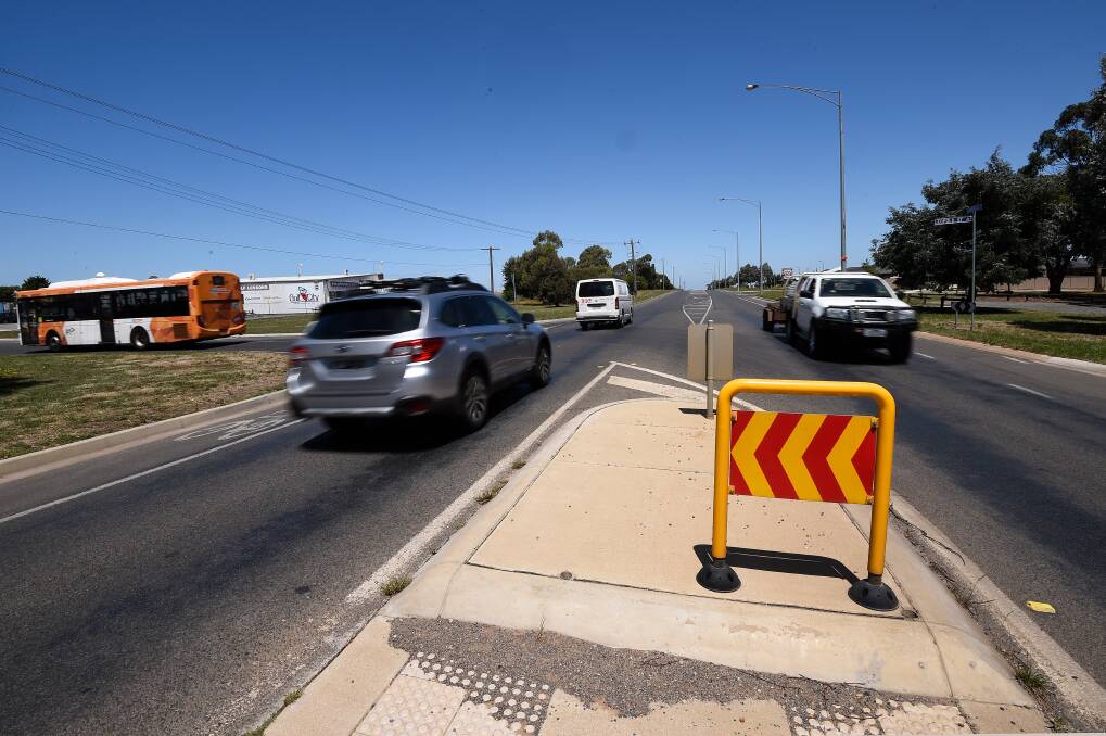 Busy: The men say more traffic is driving down Learmonth Street, and the crossing is in an 80km/h zone.