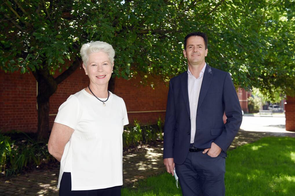 Big ideas: Former Committee for Ballarat chair Judy Verlin and current acting chair Rod Walton are looking for someone to take the wheel. Picture: Kate Healy