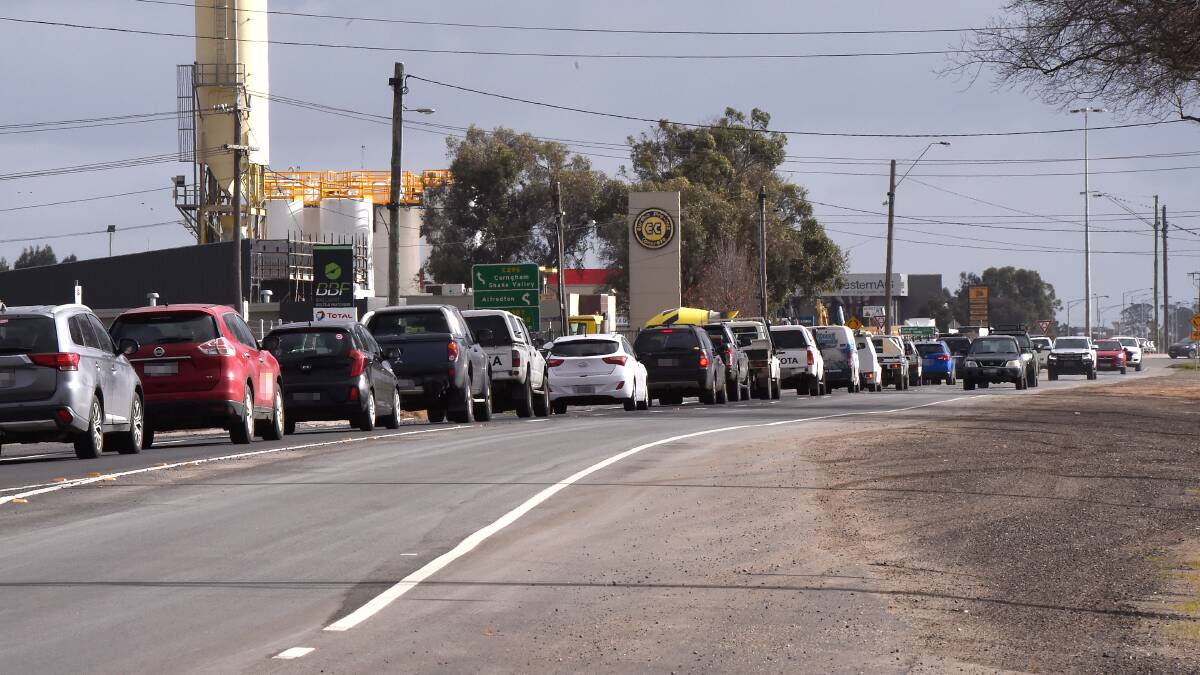 Banked up: Traffic near the Latrobe Street roundabout last year. File photo