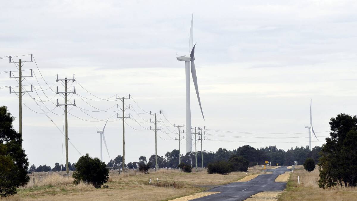 Spin: Wind turbines at Yaloak South. Picture: Lachlan Bence