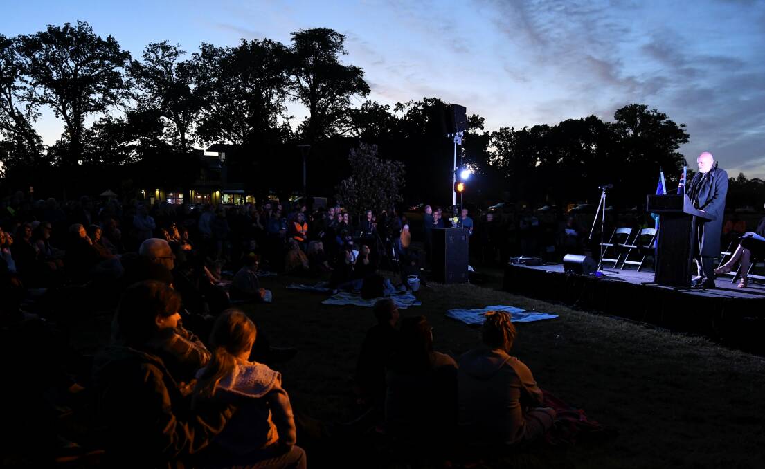 Cordell Kent speaks at last year's dawn ceremony. Picture: Lachlan Bence