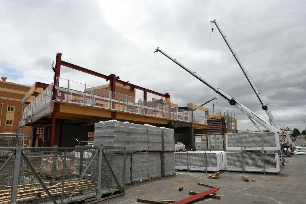 Construction at GovHub on Friday. Picture: Lachlan Bence