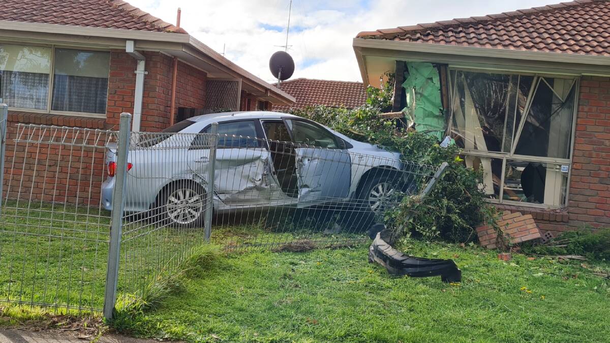 The car crashed into a house on Saturday afternoon. Picture: Gabrielle Hodson