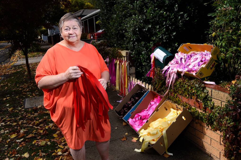 Dot Cherry encouraged people to tie ribbons to their letterboxes while in isolation to show their support. Picture: Adam Trafford