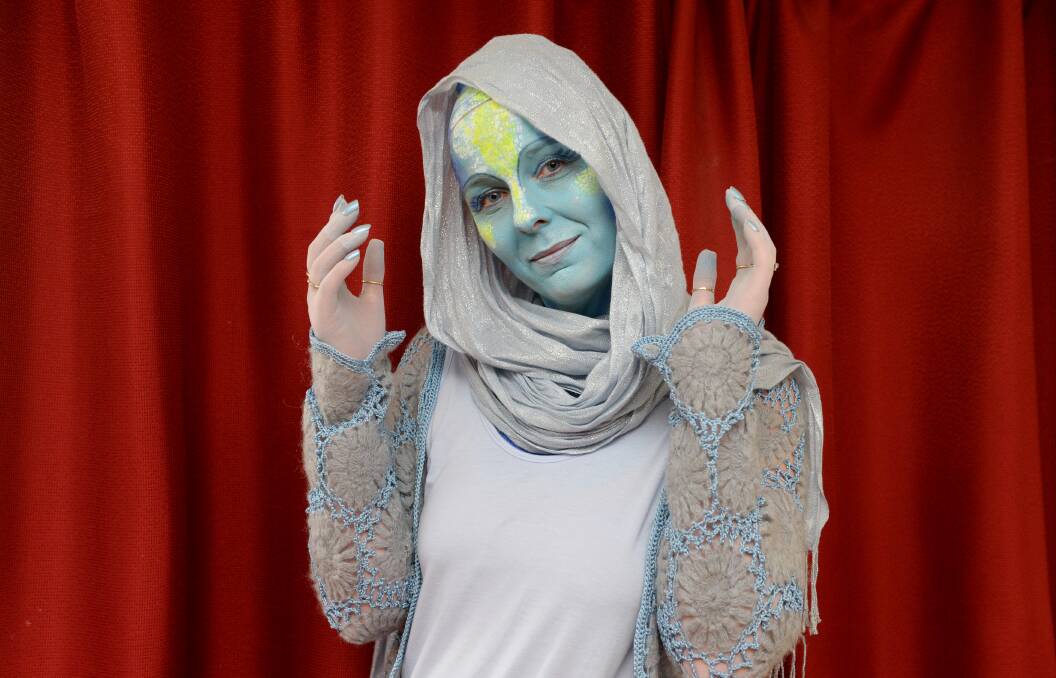 Bright: Avoca's Megan Wainwright stood out in the cosplay competition, as Zhaan from beloved sci-fi series Farscape. Picture: Kate Healy