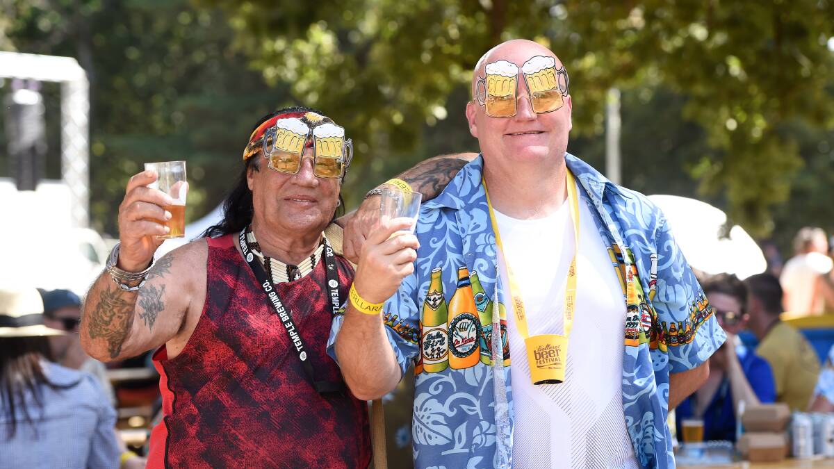 Beer goggles: John Schembri and Matt Ingram at the 2021 Ballarat Beer Festival. Picture: Adam Trafford