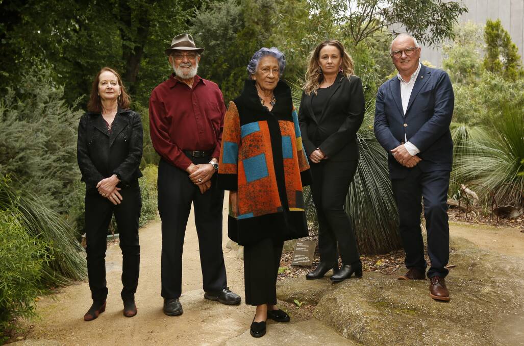 Listening: Yoorook commissioners Distinguished Professor Maggie Walter, Dr Wayne Atkinson, chair Professor Eleanor Bourke, Sue-Anne Hunter, and Professor Kevin Bell QC. Picture: contributed