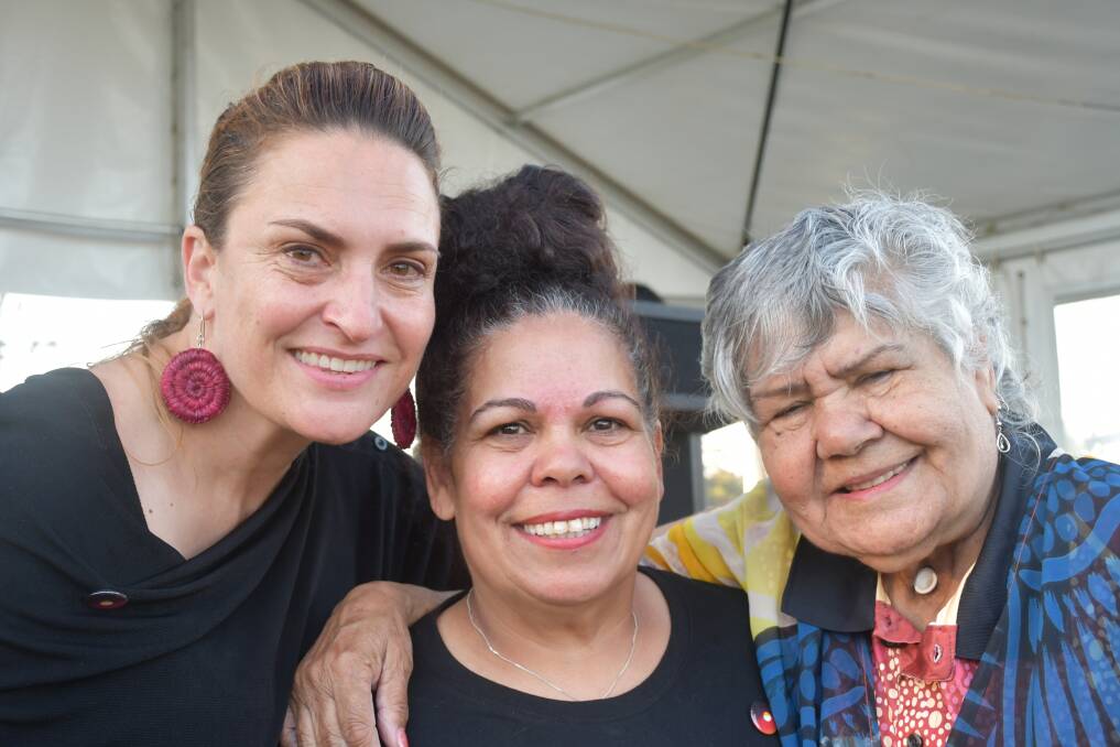 Elders: MC Belinda Duarte with organiser Nikki Foy and her mum Auntie Diana Nikkelson.