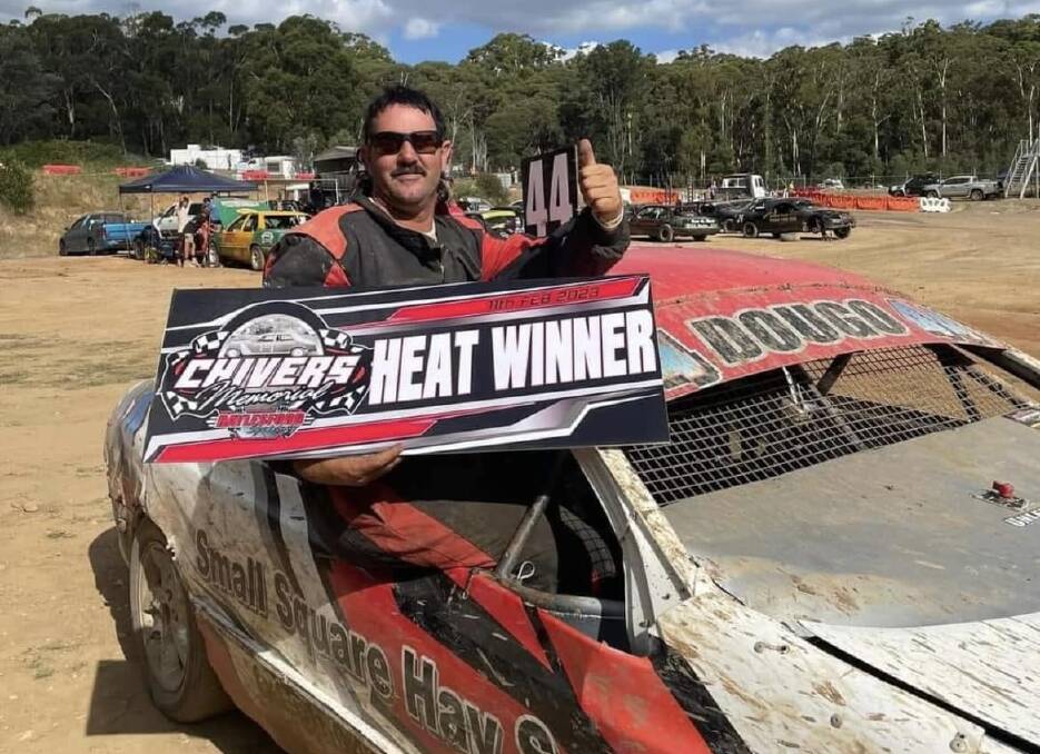 Stephen 'Dougo' Douglas won a heat at the Daylesford Speedway hours before he died following a horrific crash. Picture from Facebook