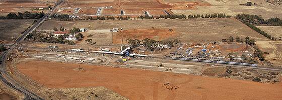 An aerial photo of the Rockbank station project. Picture: Regional Rail Revival