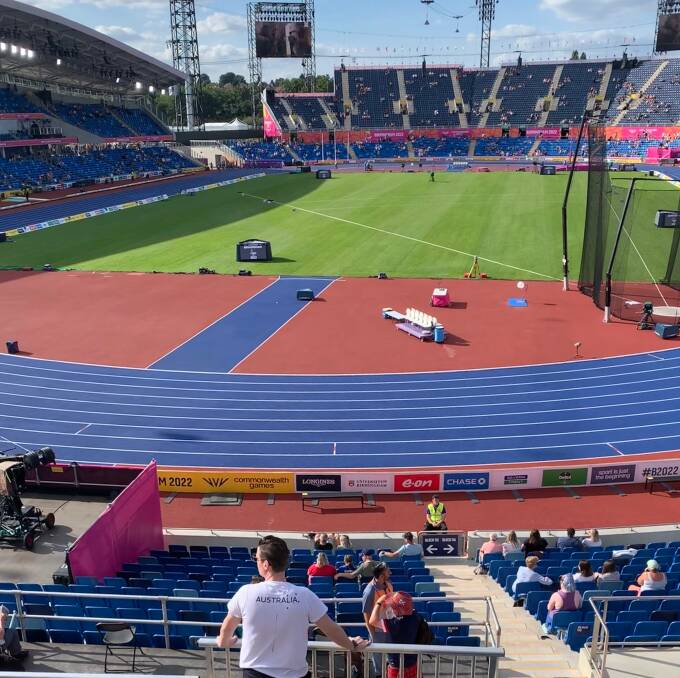 On your marks: Stuart Benjamin at the Birmingham 2022 athletics. Pictures: contributed
