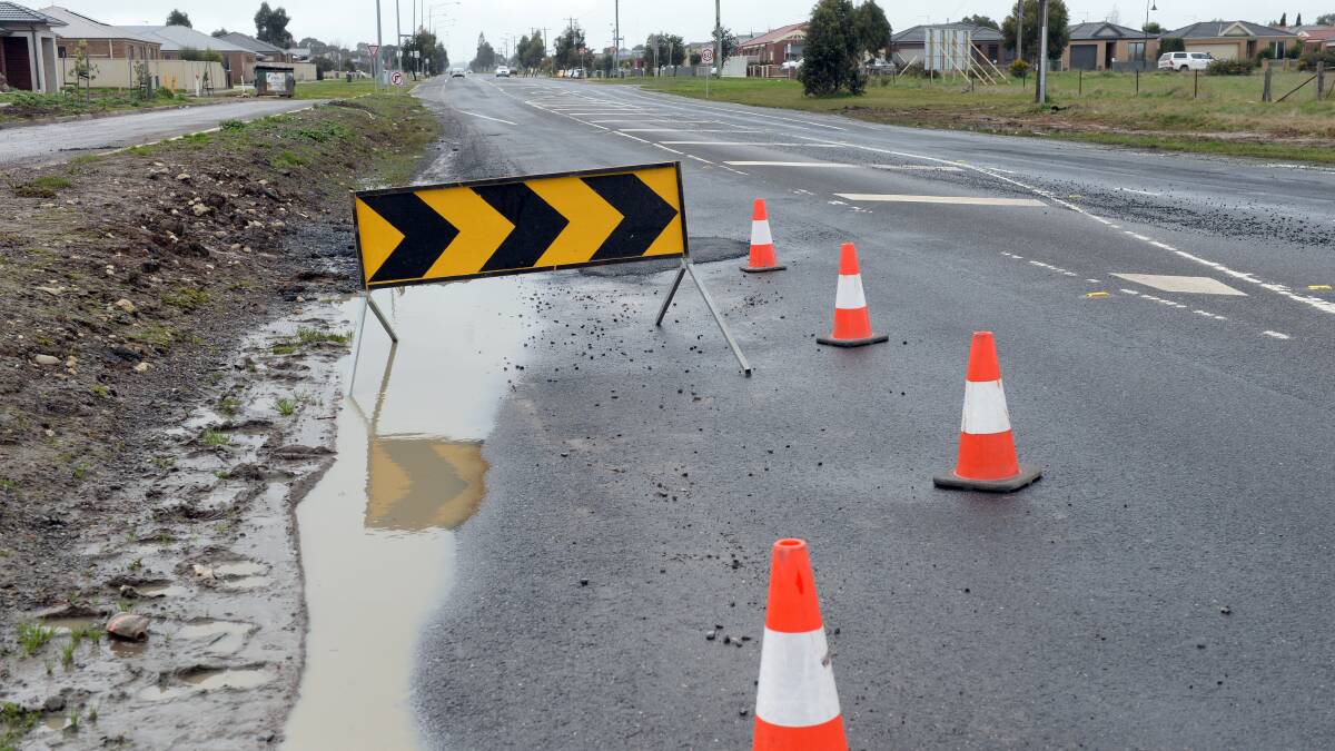 Road damage in Bonshaw last week. Picture: Kate Healy