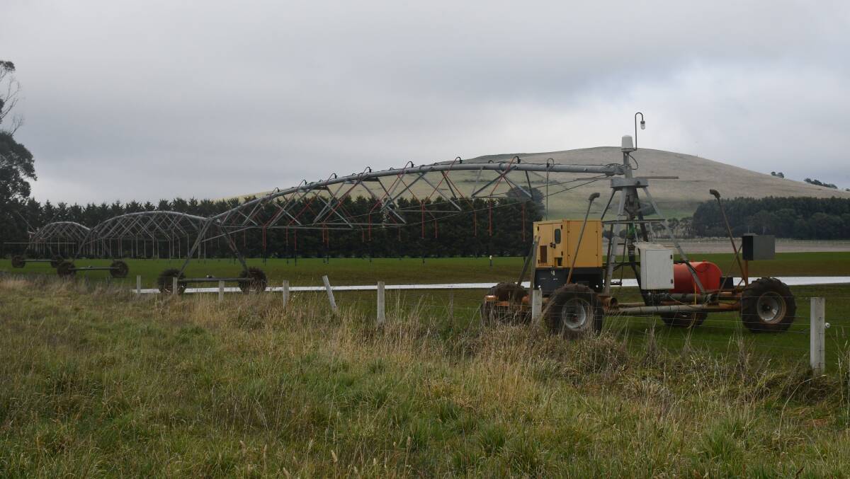 A pivoting lateral irrigator on a paddock in Mount Prospect.