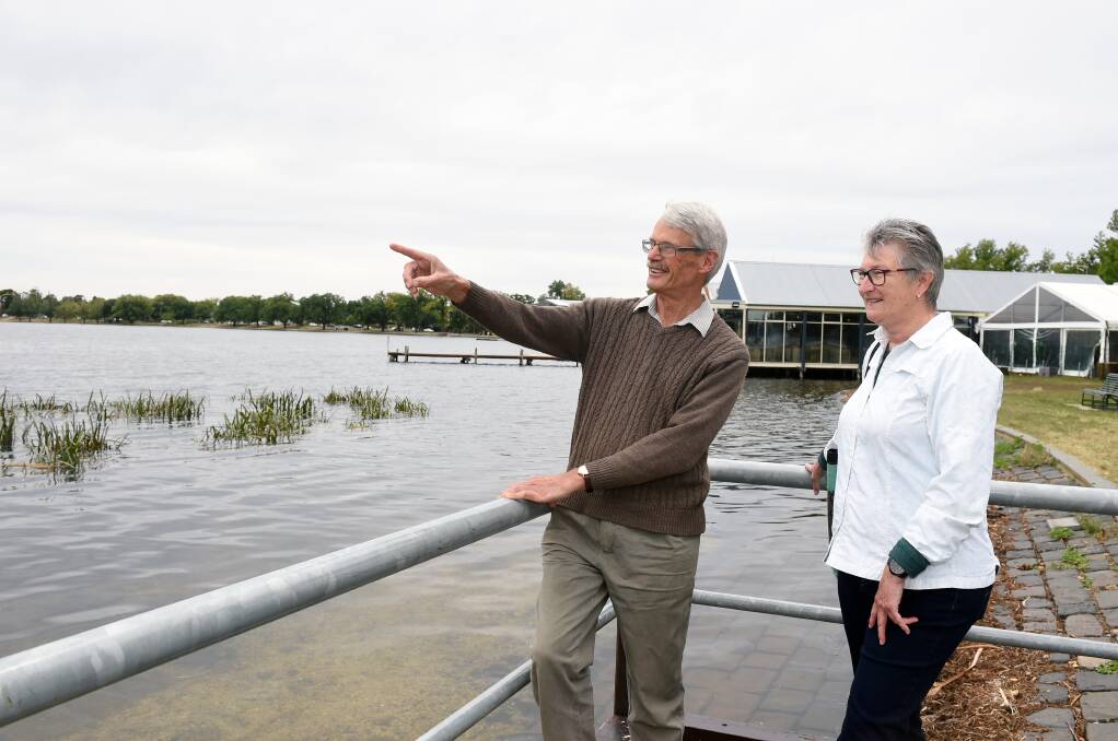 Roger Thomas with Louise Humble at Lake Wendouree for World Wetlands Day in Febraury 2021. Picture: Kate Healy