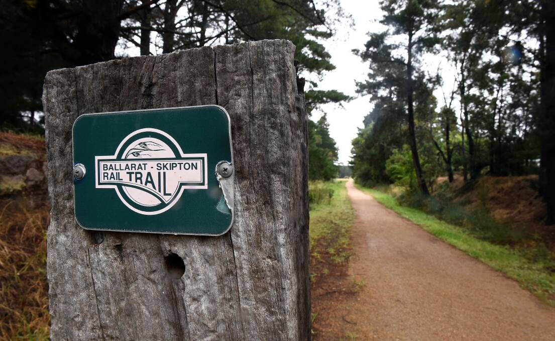 Ready for action: A sign marking the Ballarat-Skipton Rail Trail. Picture: Adam Trafford