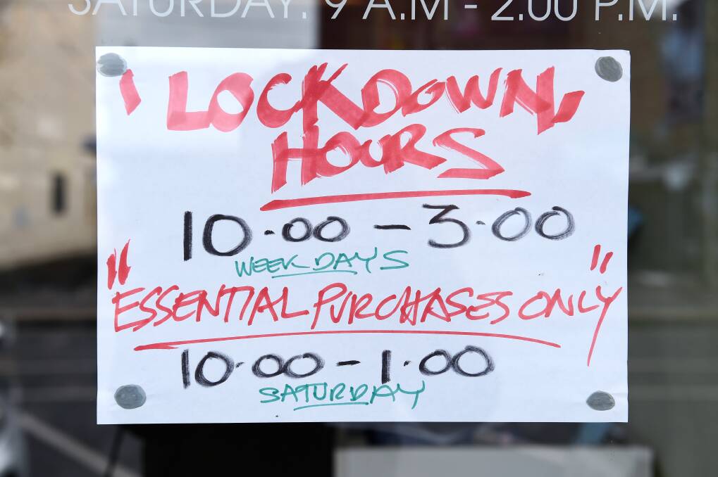 A sign on a business in Ballarat's CBD on Sunday. Picture: Adam Trafford