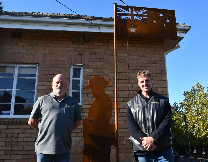 On display: Ballarat TPI social club president Les Finch with Avalon Nursery's David Winters. Picture: The Courier