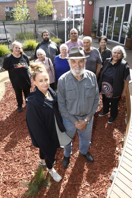 Healing: Yoorook Justice commissioners Sue-Ann Hunter and Dr Wayne Atkinson with Ballarat elders. Picture: Lachlan Bence