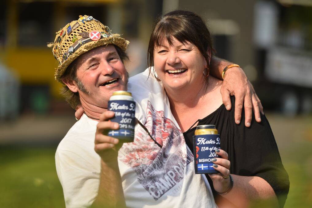 Cheers mate: Chris Wilson and Felicity Harte in 2017. Picture: Dylan Burns