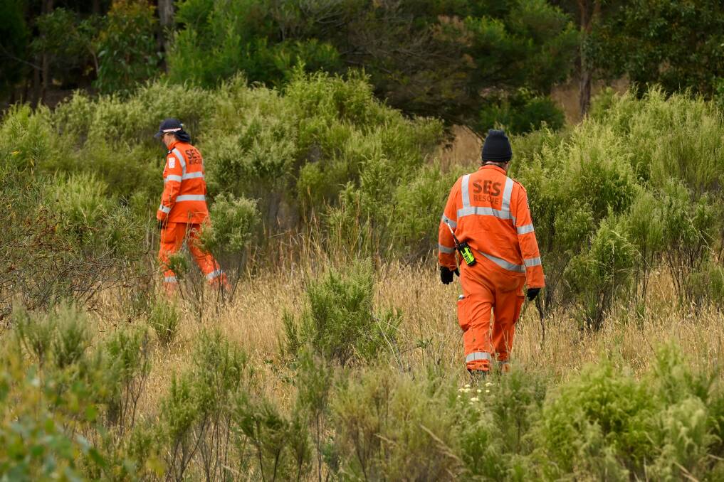 SES volunteers search bushland near Canadian for missing woman Samantha Murphy. Picture by Adam Trafford