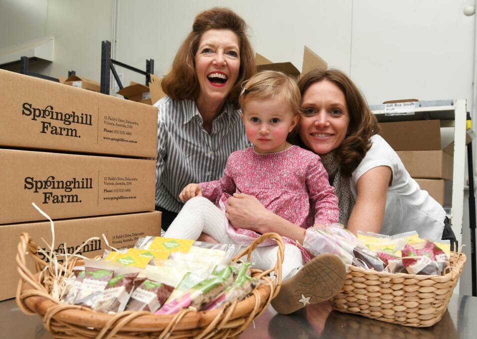 Jo Barber, Fiona Whatley, and 22-month-old Lucy Whatley last year. Picture: Lachlan Bence