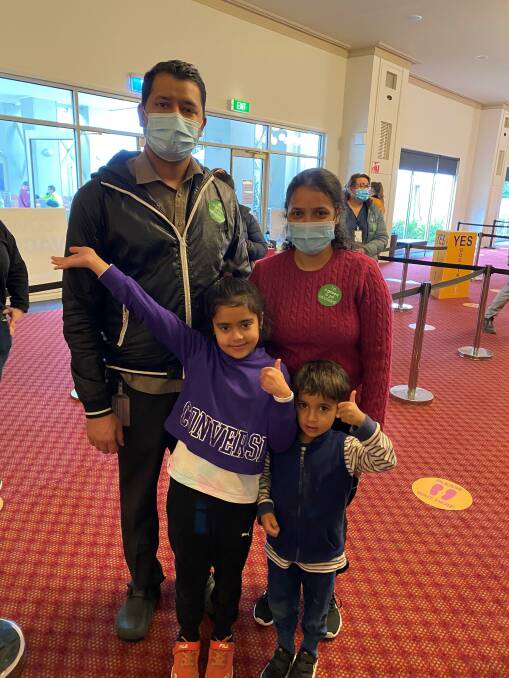 Tarandeep and Amandeep Singh with their kids Harleen and Harsahib.