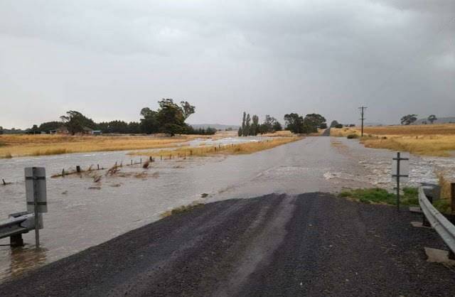 Floodwaters rise near Tourello Road. Picture: contributed