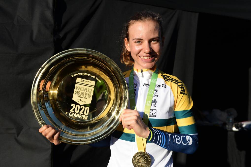 Women's elite and under 23 time trial champion Sarah Gigante. Picture: Kate Healy