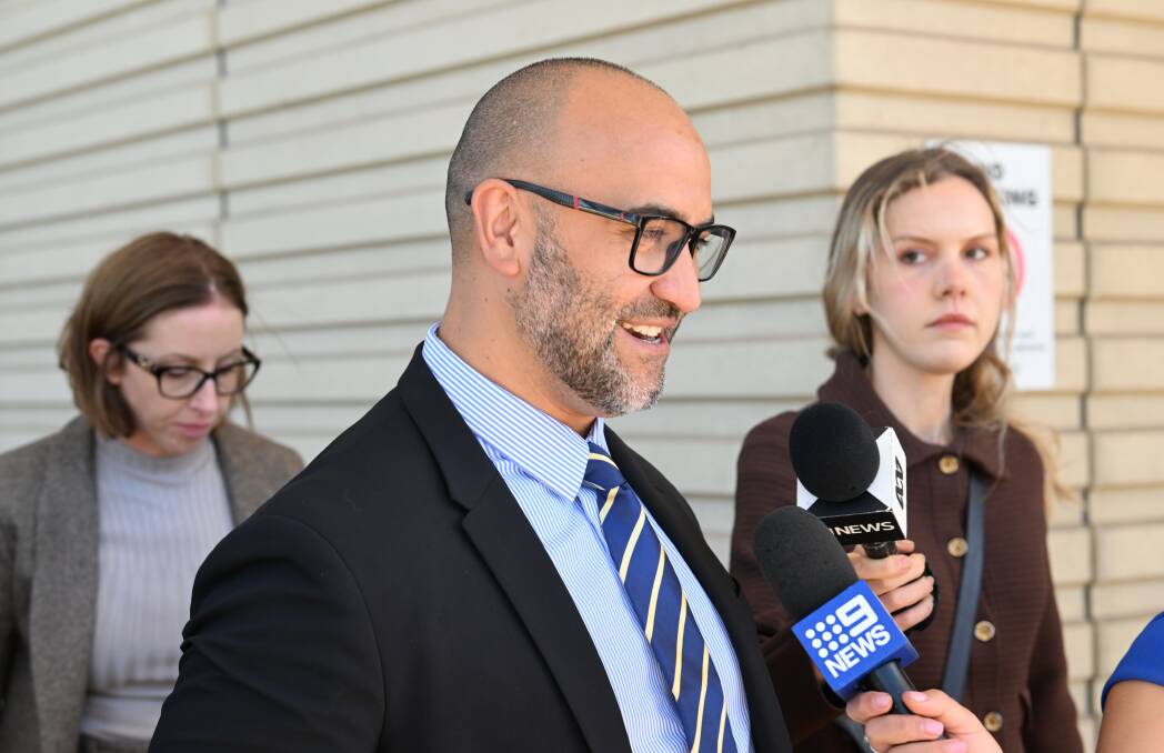 Defence lawyer David Tamanika outside the Ballarat Law Courts on Thursday. Picture by Lachlan Bence