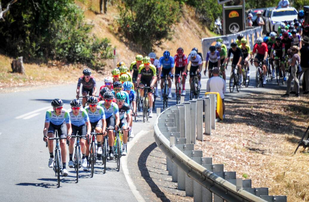 Descent: Riders pass the King of the Mountain section. Pictures: Brendan McCarthy