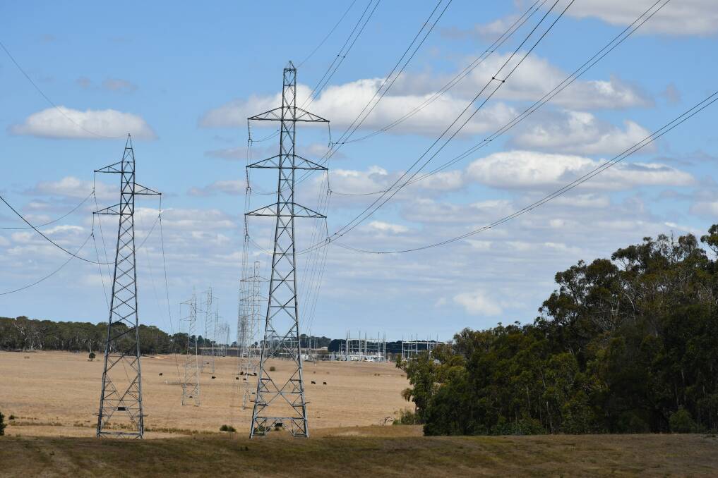 High-voltage: Powerlines in Elaine leading to the terminal station.