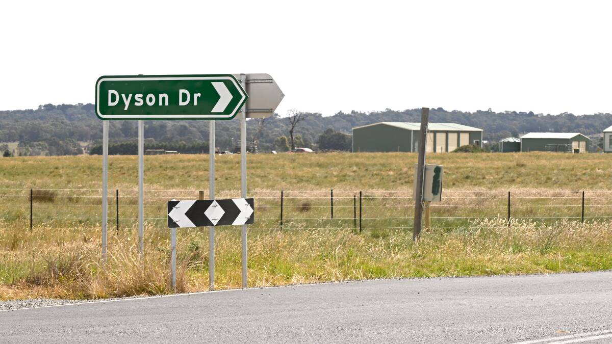 The old Dyson Drive and Ballarat-Carngham Road intersection will soon become a roundabout. File photo