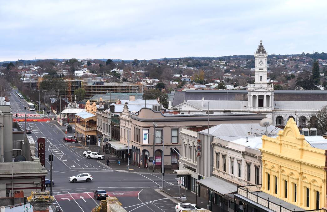 Long view: Lydiard Street and Ballarat station from above. Picture: Adam Trafford